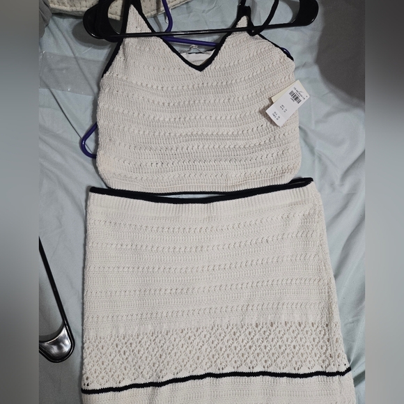 Abercrombie & Fitch co-ord tiered knitted crochet Top Sz Large  NWT - Picture 3 of 9